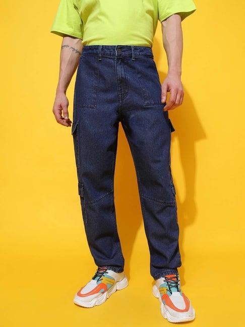 belliskey blue straight fit lightly washed cargo jeans