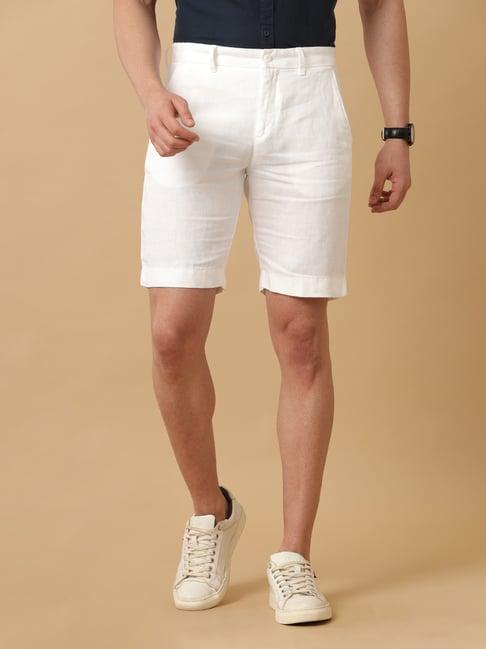 linen club white contemporary fit shorts