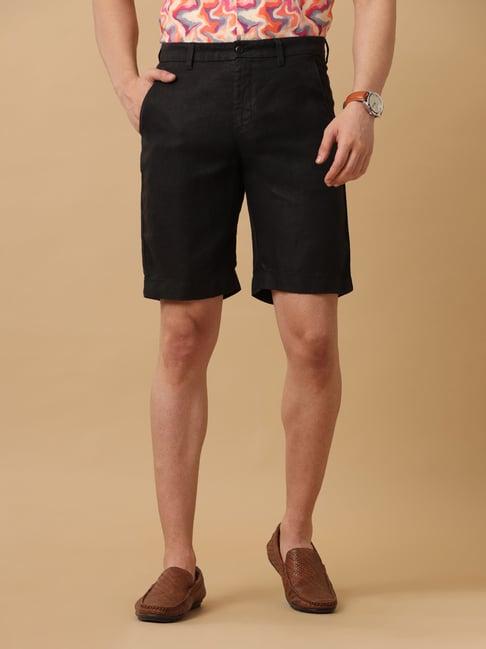 linen club black contemporary fit shorts