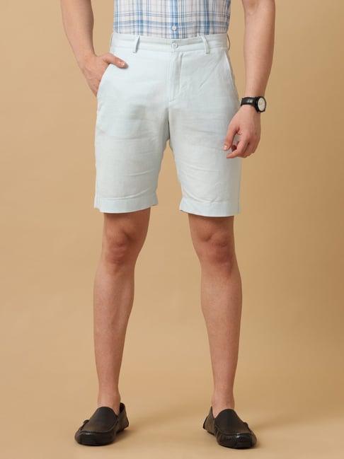 linen club sky blue contemporary fit shorts