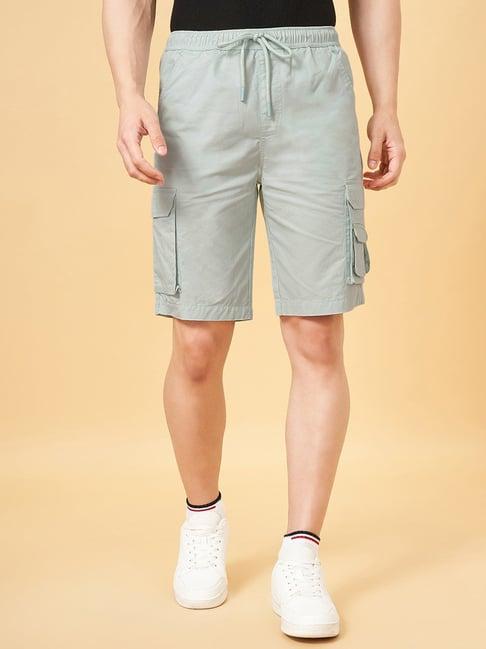 urban ranger by pantaloons celestial blue cotton regular fit cargo shorts