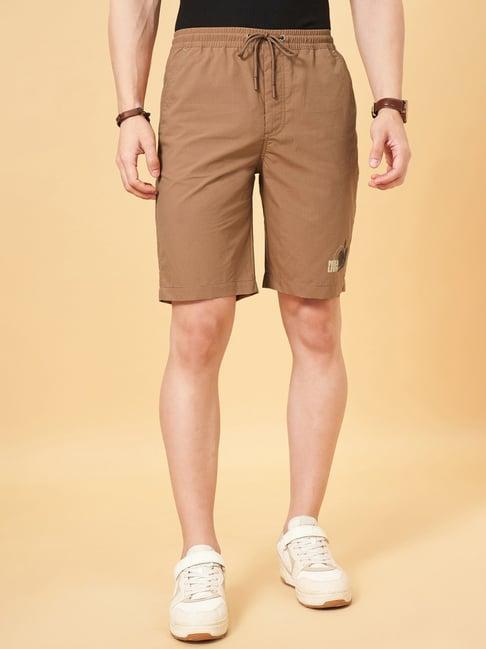 urban ranger by pantaloons brown cotton regular fit shorts