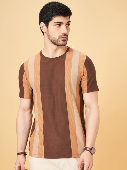 urban ranger by pantaloons soft silt slim fit striped t-shirt