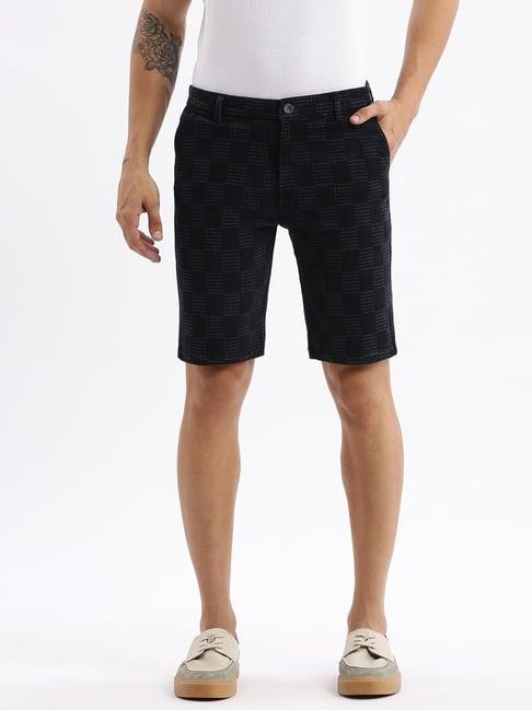 showoff navy slim fit printed shorts