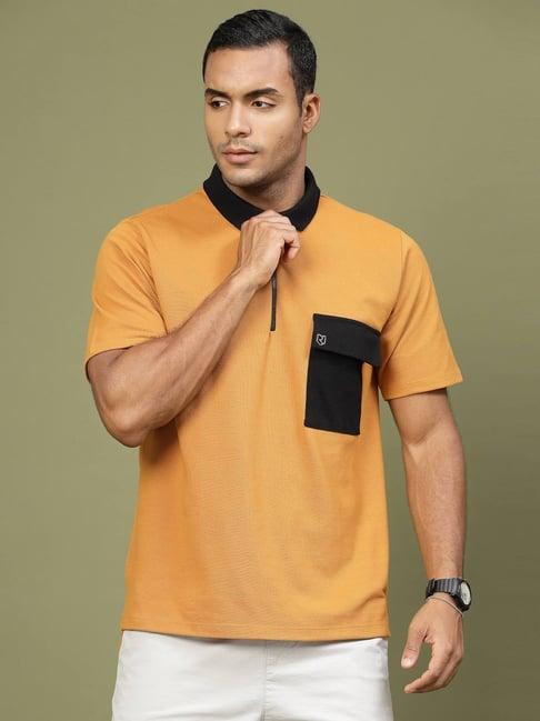 rigo men light brown oversized polo t-shirt