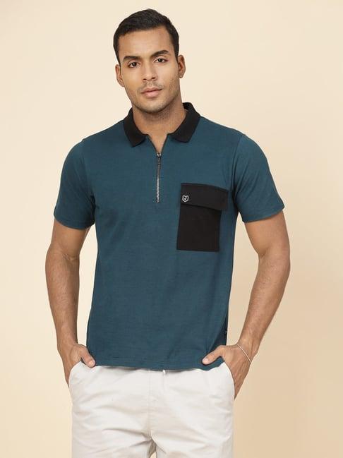 rigo men teal oversized polo t-shirt