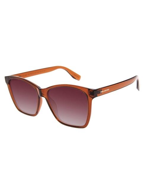 chilli beans maroon square uv protection sunglasses for women