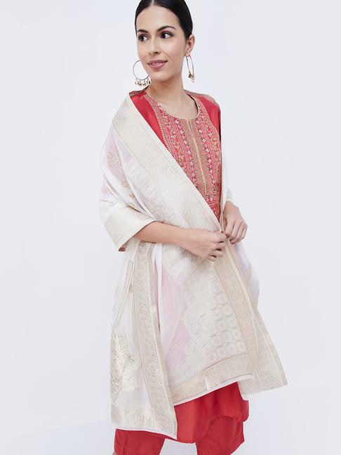 melange by lifestyle off white printed dupatta