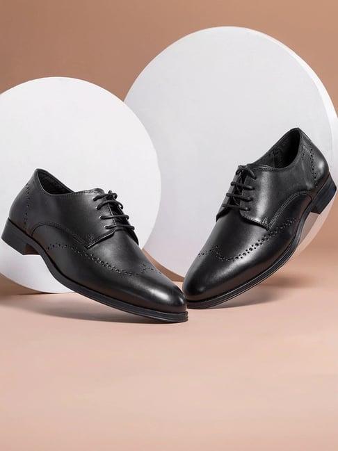 red tape men's black derby shoes