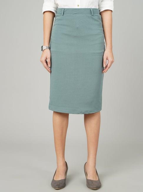 fithub mint green above knee skirt