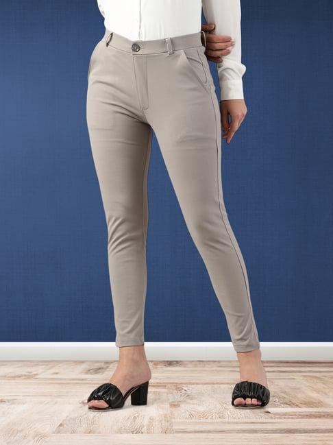 fithub light grey skinny fit high rise trousers