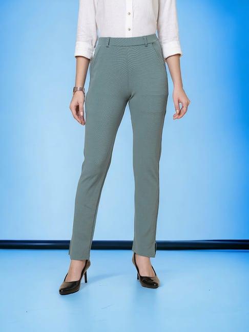 fithub sage green skinny fit high rise trousers