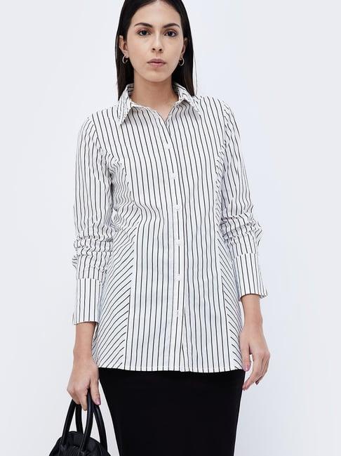 code by lifestyle off white & black striped shirt