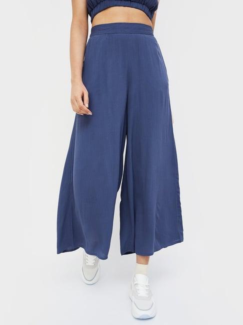 ginger by lifestyle navy regular fit mid rise pants