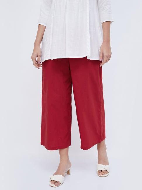 melange by lifestyle red regular fit mid rise pants