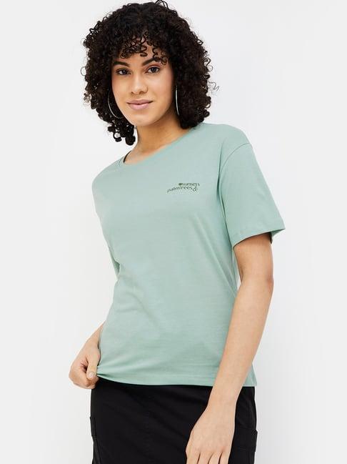 fame forever by lifestyle sage green graphic print t-shirt