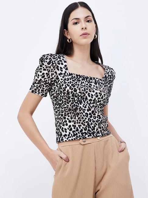 code by lifestyle brown & black animal print top