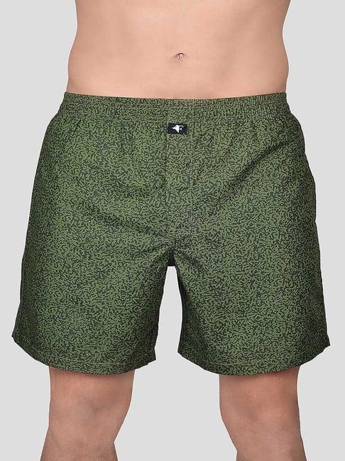 frenchie green relaxed fit printed boxers