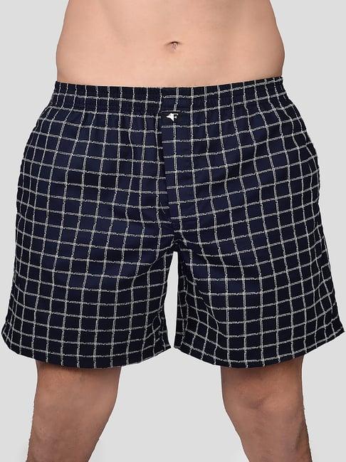 frenchie navy relaxed fit check boxers