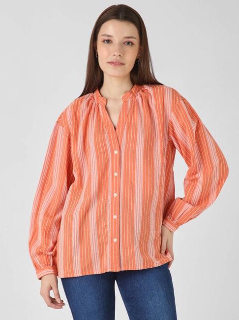 wrangler orange striped shirt