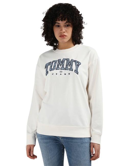 tommy hilfiger white cotton printed women relaxed fit sweatshirt