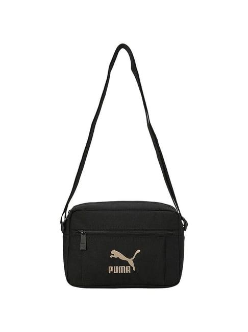 puma black-golden solid cross body bag