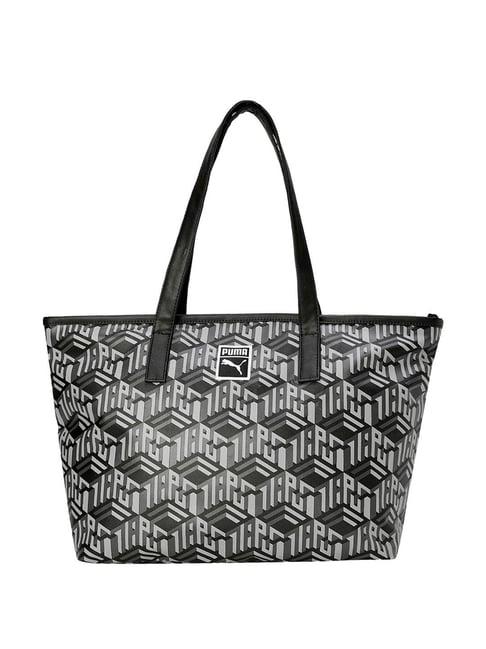 puma black-aop printed shoulder handbag