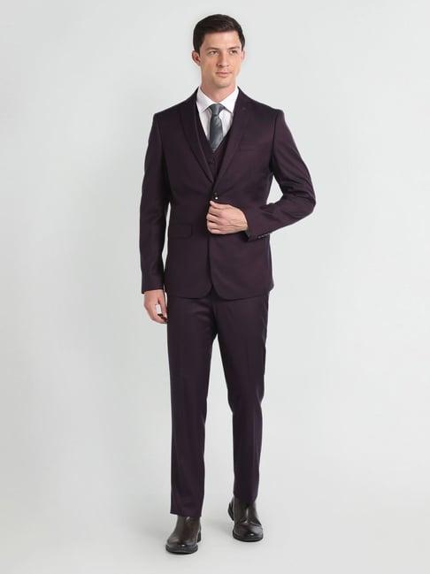 arrow wine regular fit three piece suits