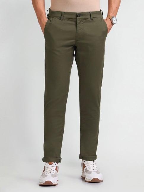 arrow sports green slim fit chinos