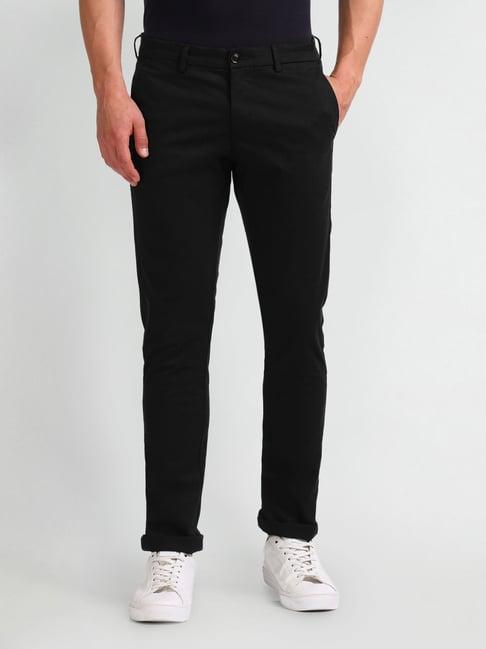 arrow sports black slim fit chinos