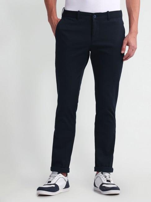 arrow sports navy slim fit chinos