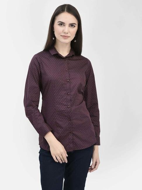 crimsoune club wine polka dots shirt