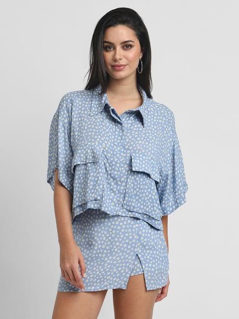 forever 21 blue printed shirt