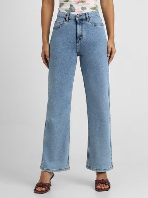 forever 21 blue straight fit mid rise jeans