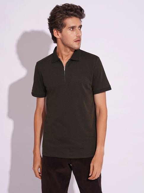 selected homme dark brown slim fit polo t-shirt