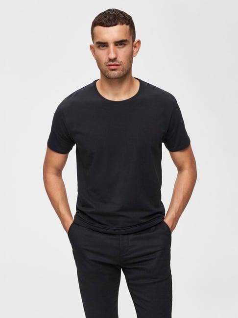 selected homme black regular fit crew t-shirt