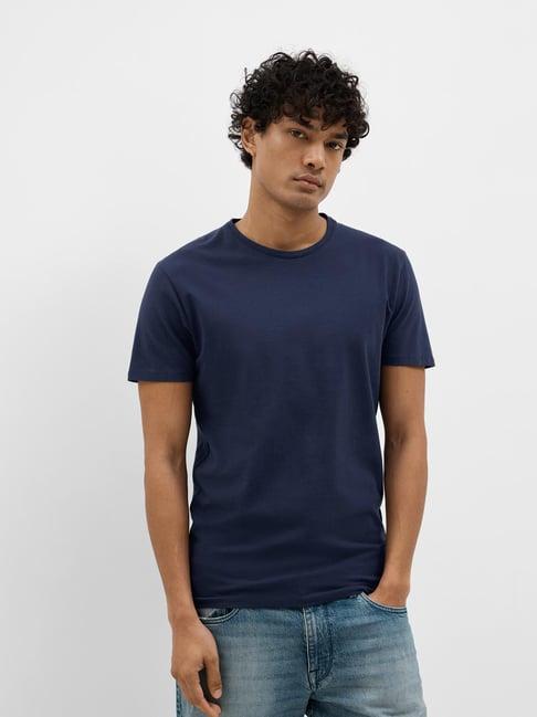 selected homme dark blue regular fit crew t-shirt