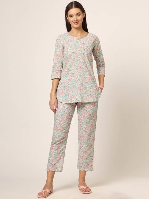 divena multicolor printed top with pyjamas