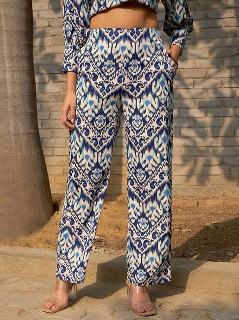 rare women multi colour abstract regular trousers