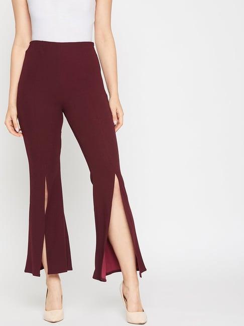 marie claire women wine colour solid regular trousers