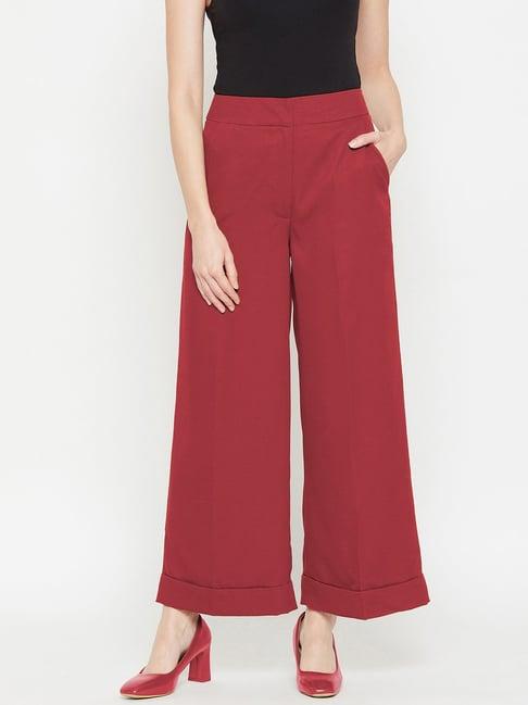 marie claire women red colour solid joggers