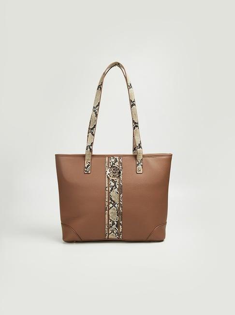 code by lifestyle brown animal effect tote handbag