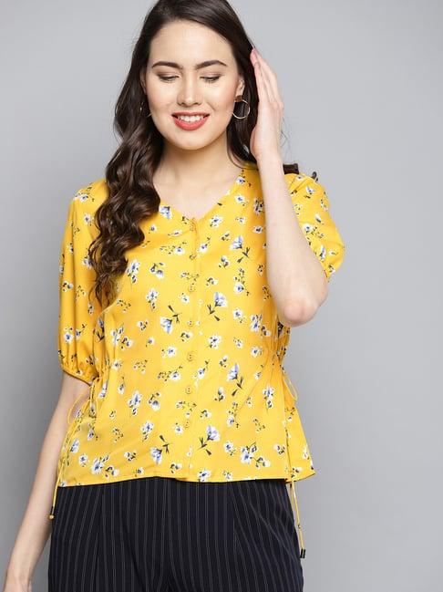 carlton london yellow floral print top