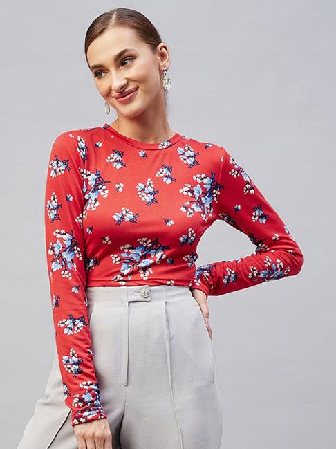 rare red floral print crop top