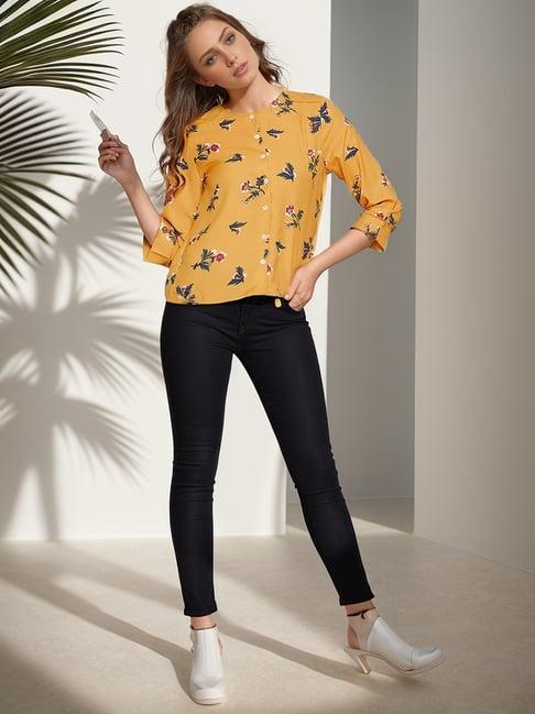 rare mustard floral print top