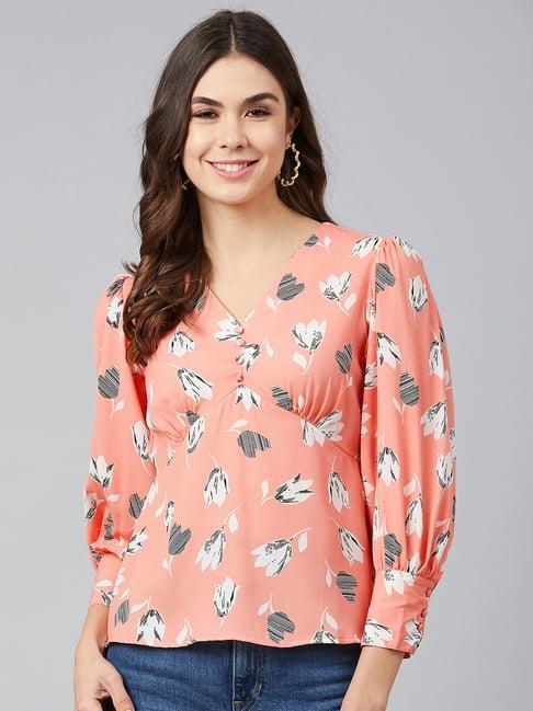 rare peach floral print top