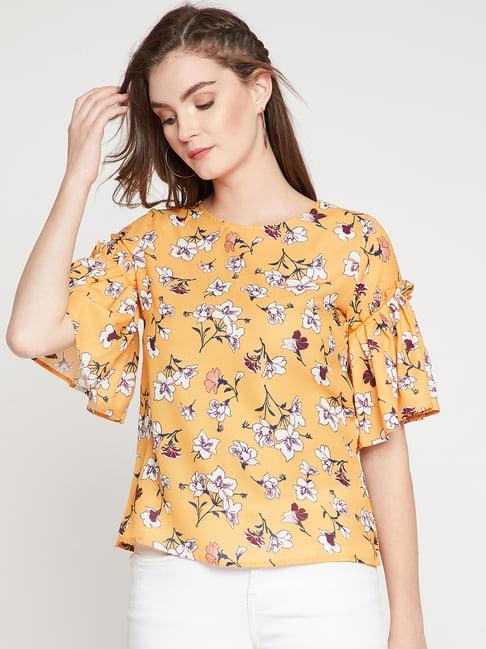 marie claire yellow floral print top