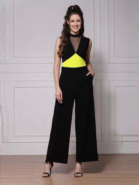 kassually black color-block jumpsuit