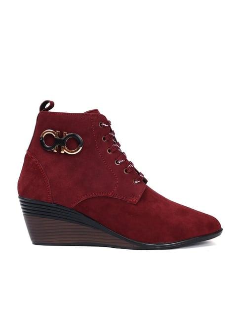 zoom shoes women's red wedge booties