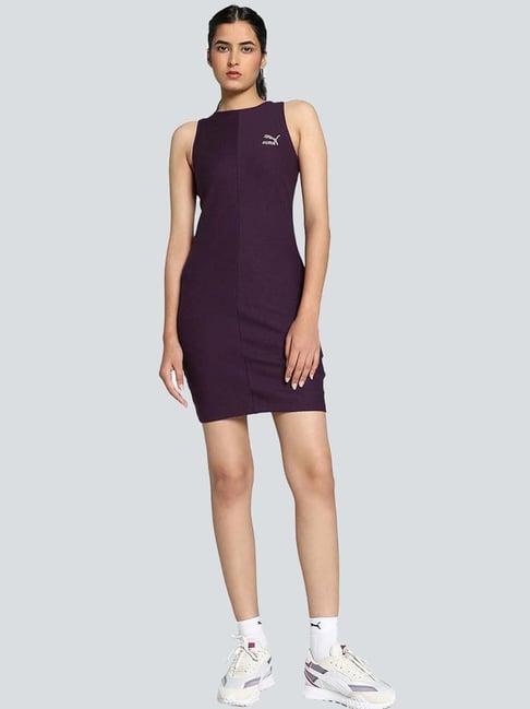 puma midnight plum logo print bodycon dress